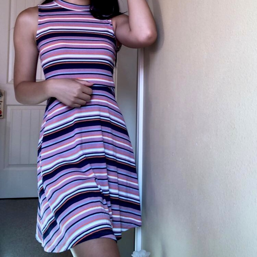 Striped Purple T-Shirt Dress